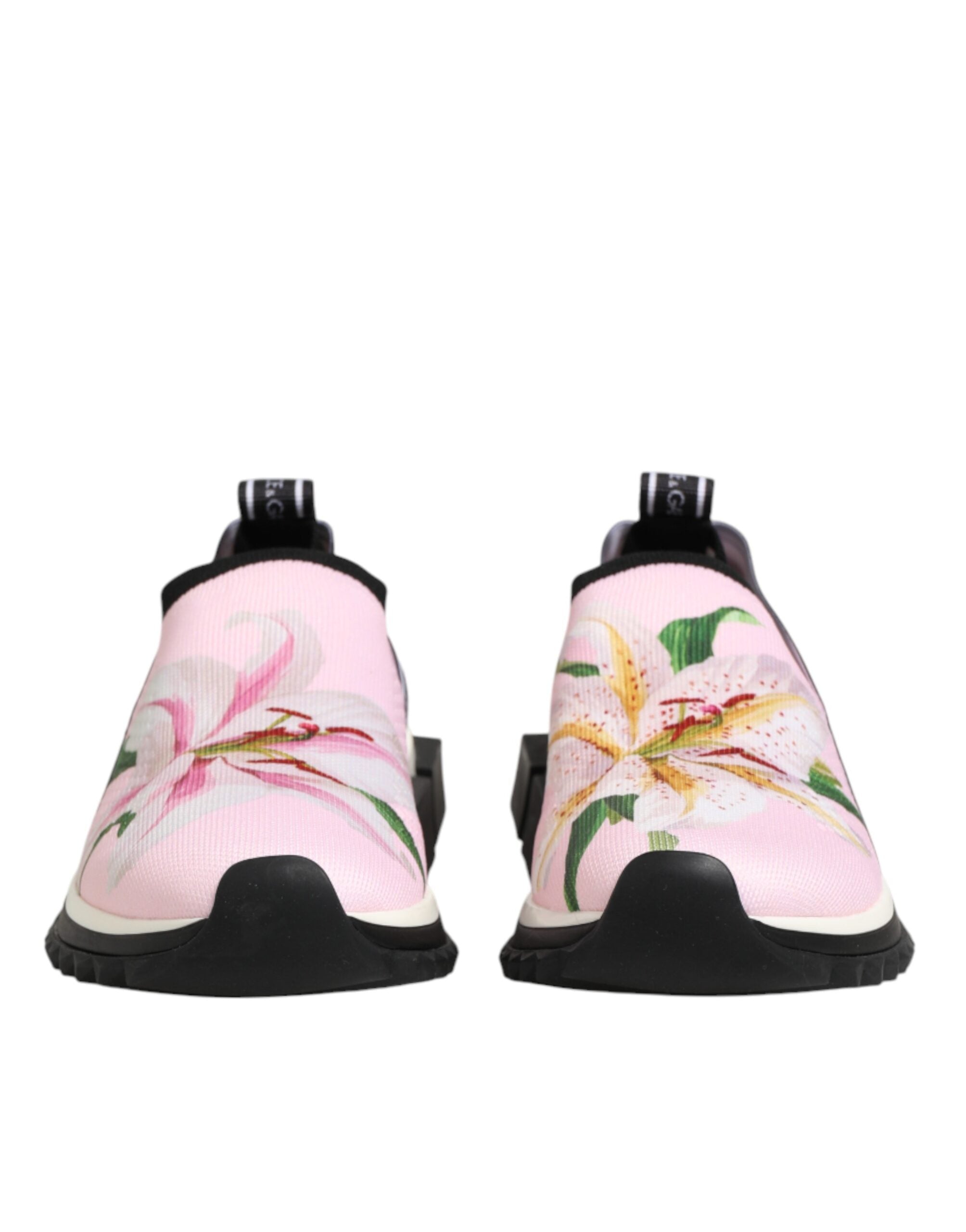 Dolce & Gabbana Pink Floral Sorrento Low Top Sneakers Women's Shoes