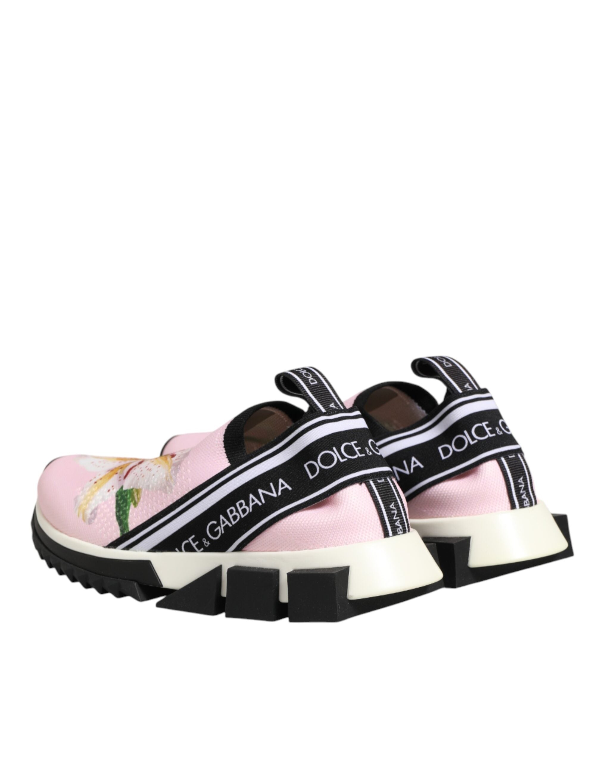 Dolce & Gabbana Pink Floral Sorrento Low Top Sneakers Women's Shoes