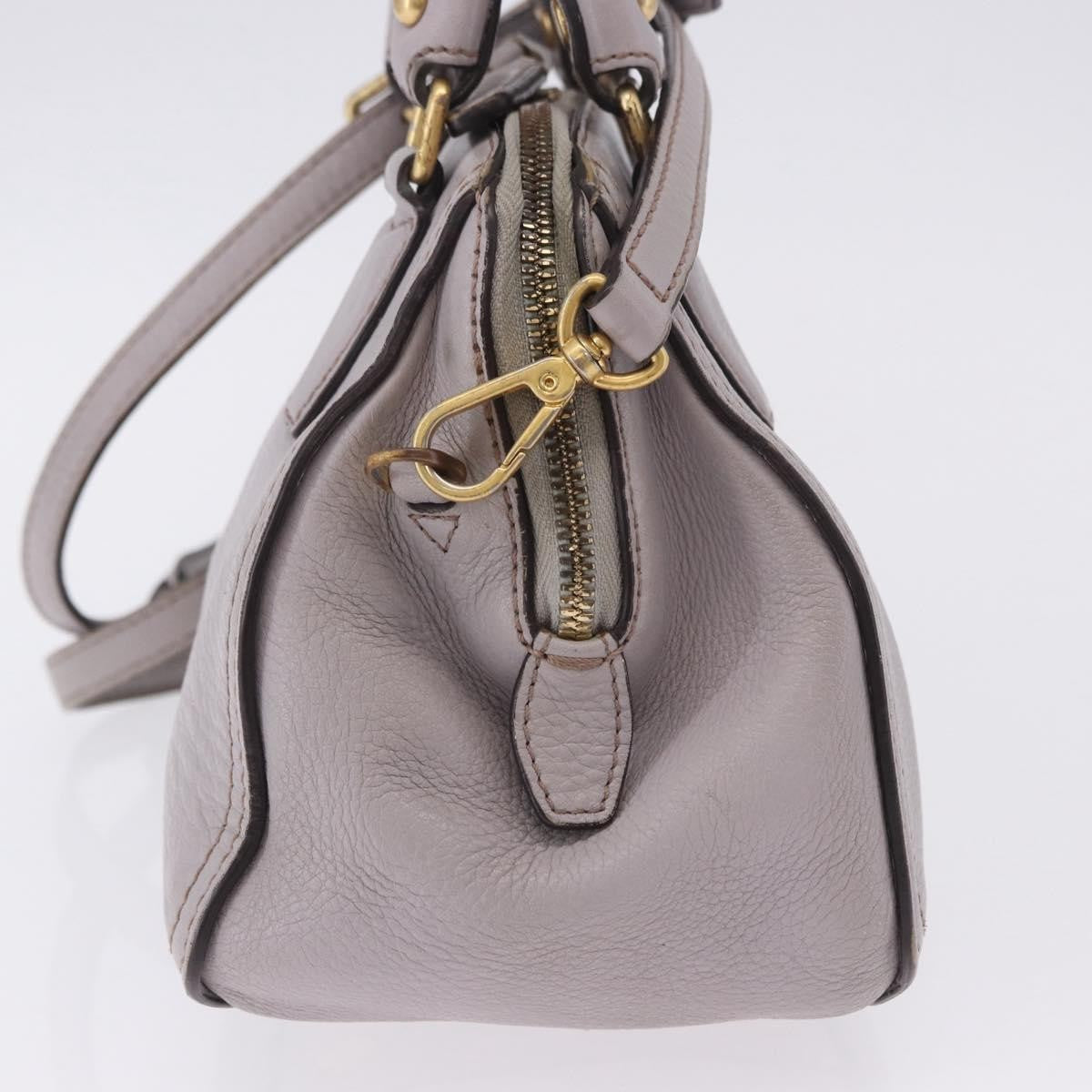 MCM Vintage Leather Gray Leather Handbag (Pre-Owned)