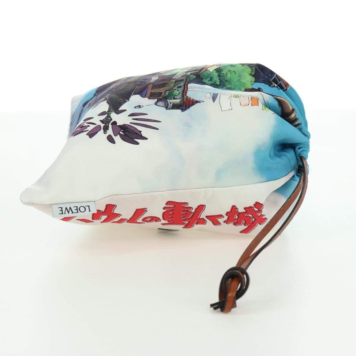 Loewe Paula Drawstring Printed Canvas Blue Canvas Clutche & Pouche Bag (Pre-Owned)