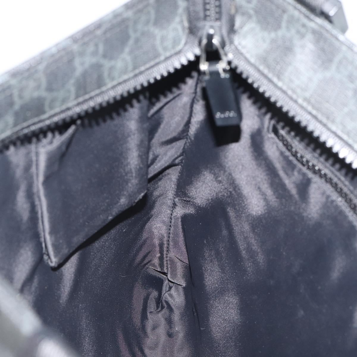 Gucci Vintage Flat Messenger Gg Canvas And Leather Black Canvas Handbag (Pre-Owned)