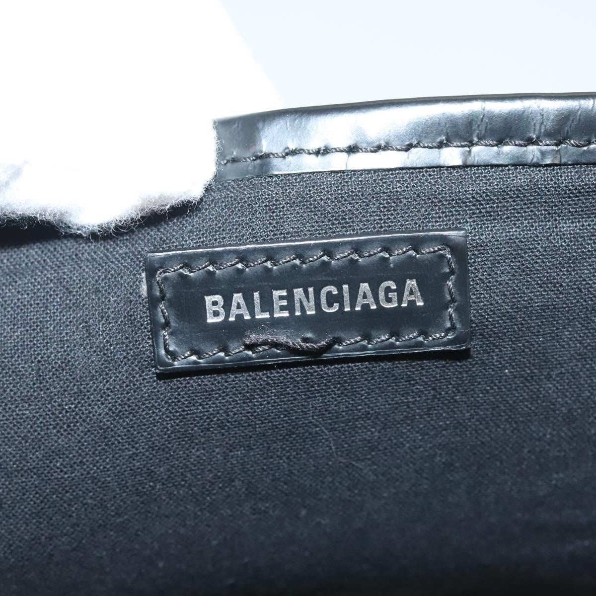 Balenciaga Navy Cabas Canvas With Leather White Canvas Tote Bag Bag (Pre-Owned)
