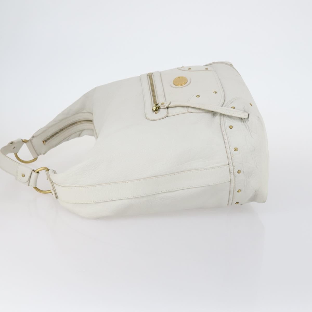 Bally Vintage Leather White Leather Shoulder Bag Bag (Pre-Owned)