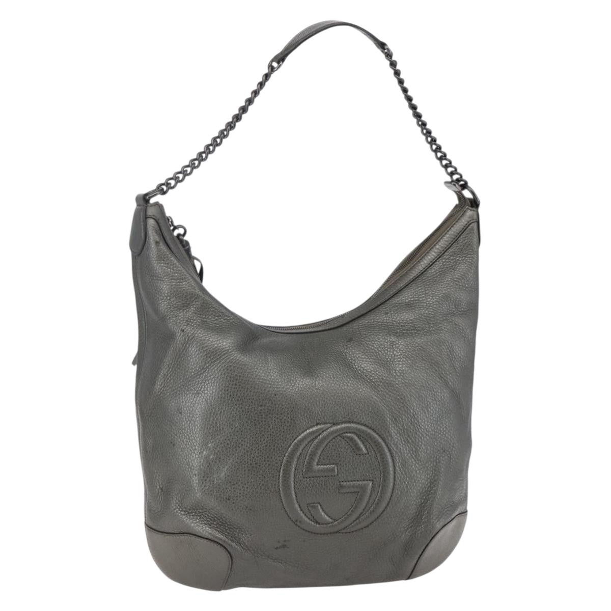 Gucci Soho Chain Hobo Leather Silver Leather Shoulder Bag Bag (Pre-Owned)
