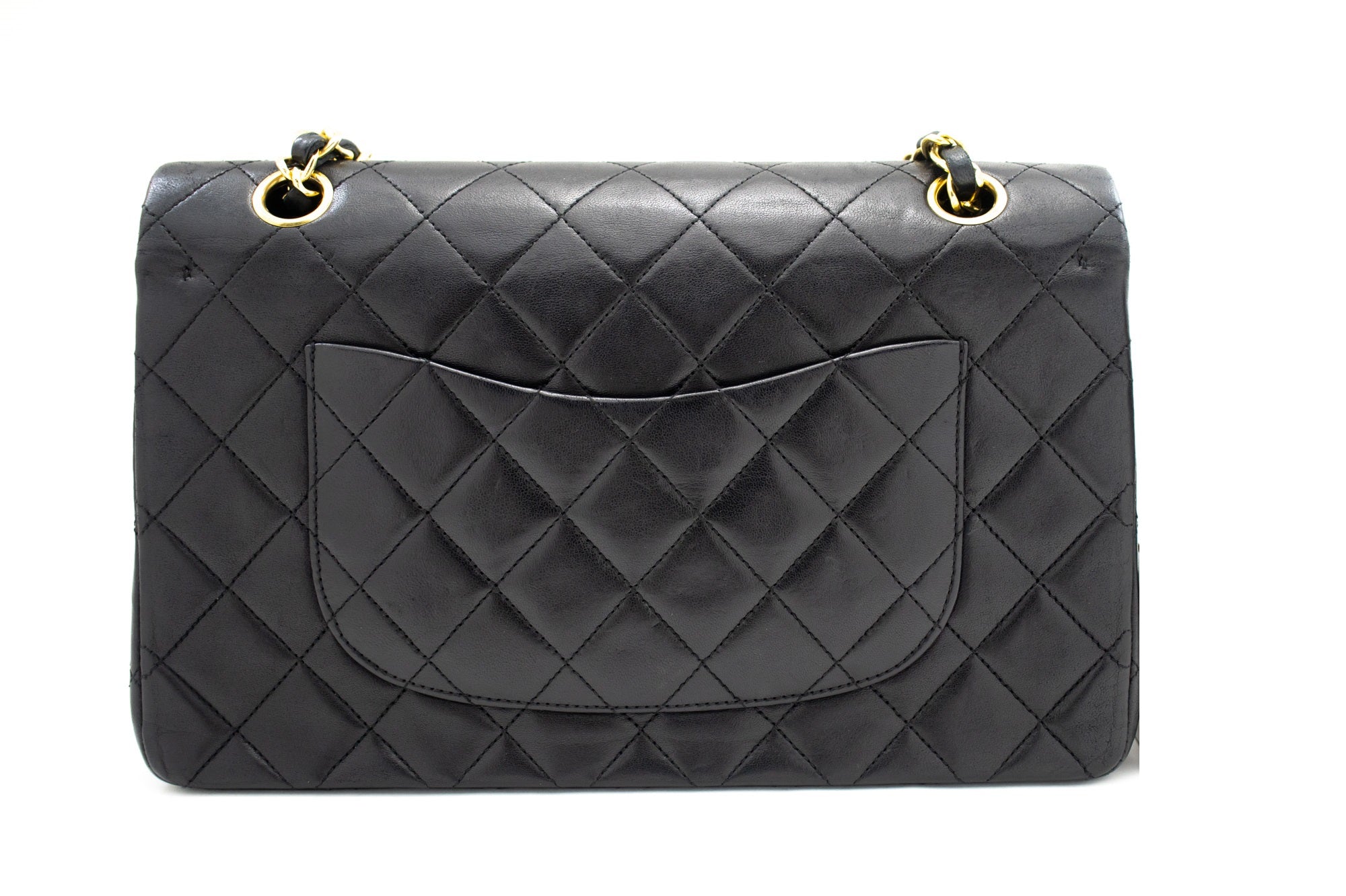 Chanel Double Flap Black Leather Shoulder Bag (Pre-Owned)