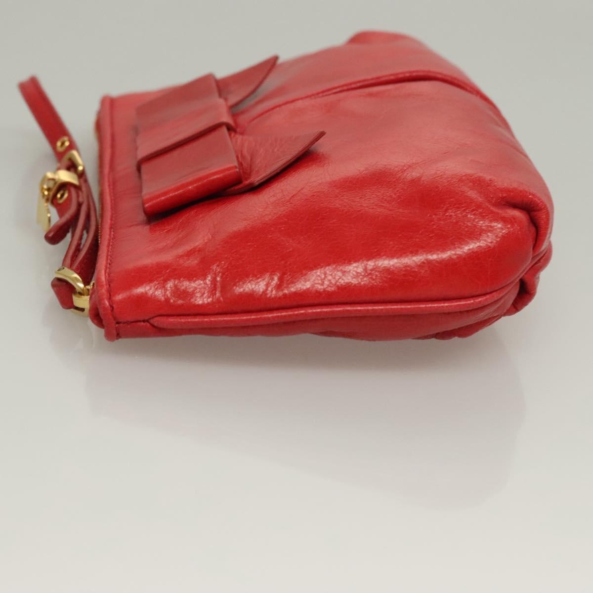 Miu Miu Zip Wristlet Leather Red Leather Clutche & Pouche Bag (Pre-Owned)