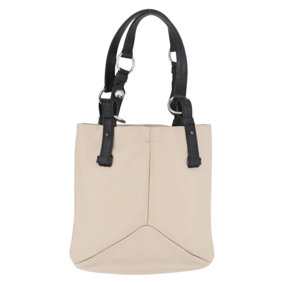 Saint Laurent Vintage Handbag Leather Beige Leather Handbag (Pre-Owned)