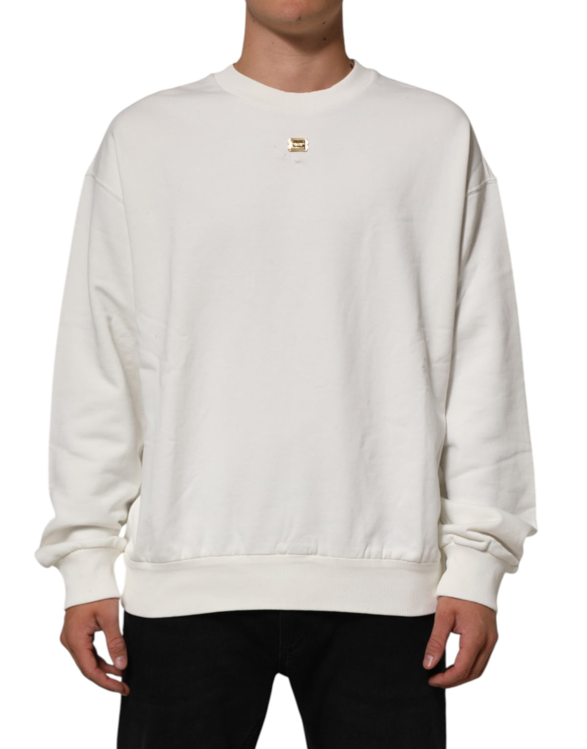 Dolce & Gabbana White DG Logo Crew Neck Sweatshirt Men's Sweater (Pre-Owned)