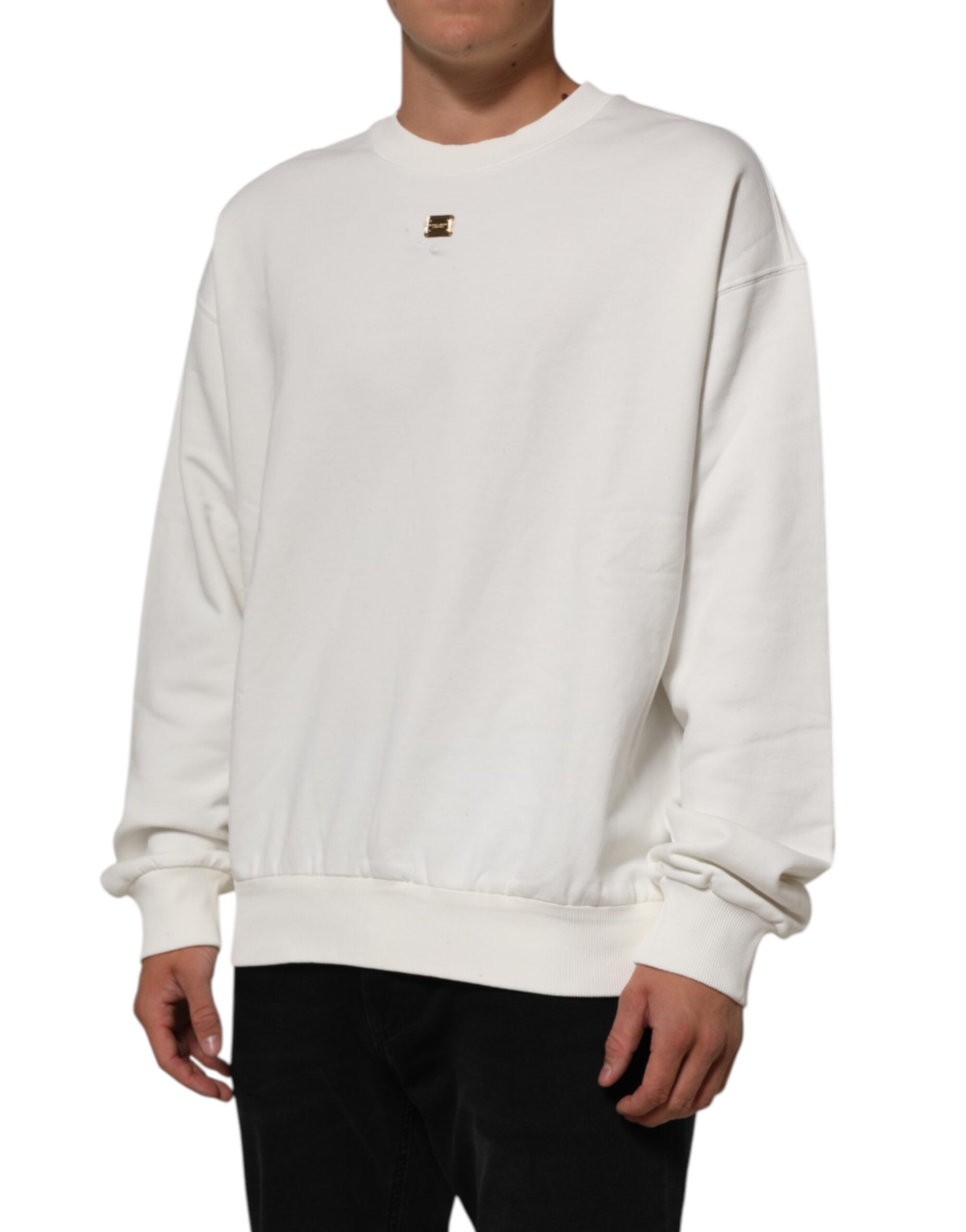Dolce & Gabbana White DG Logo Crew Neck Sweatshirt Men's Sweater (Pre-Owned)