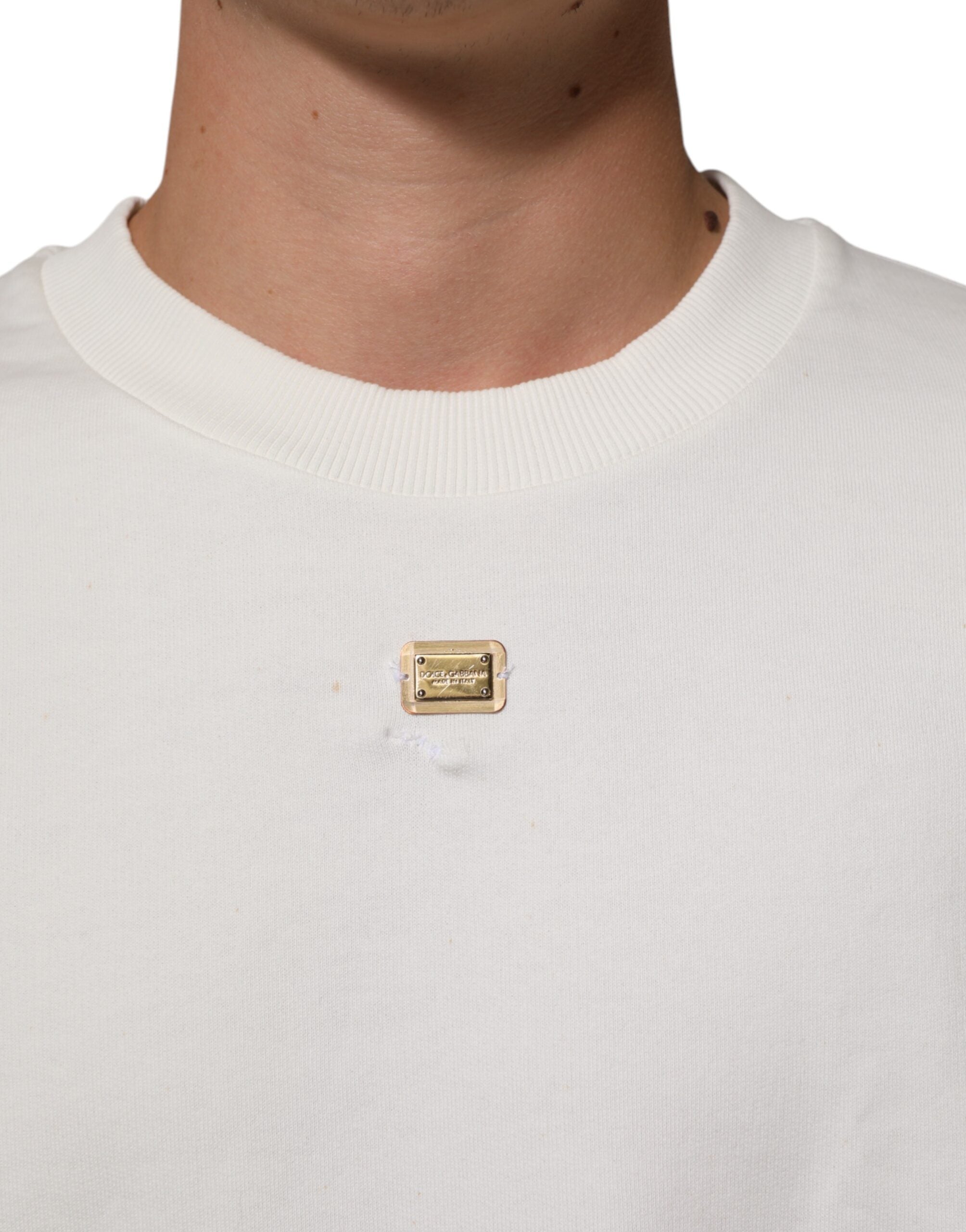 Dolce & Gabbana White DG Logo Crew Neck Sweatshirt Men's Sweater (Pre-Owned)