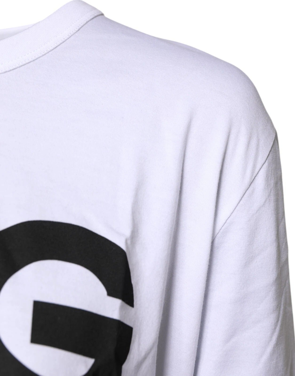 Dolce & Gabbana White Graphic Print Cotton Crew Neck Men's T-shirt (Pre-Owned)