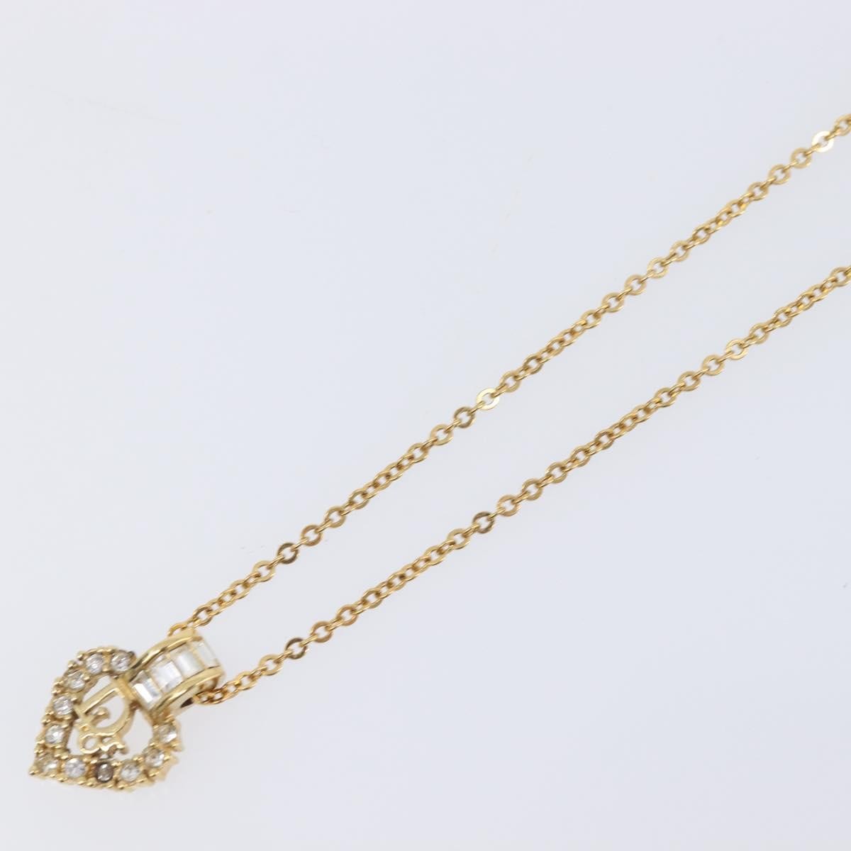 Christian Dior Logo Heart Pendant Metal Gold Metal Necklace Jewelry (Pre-Owned)