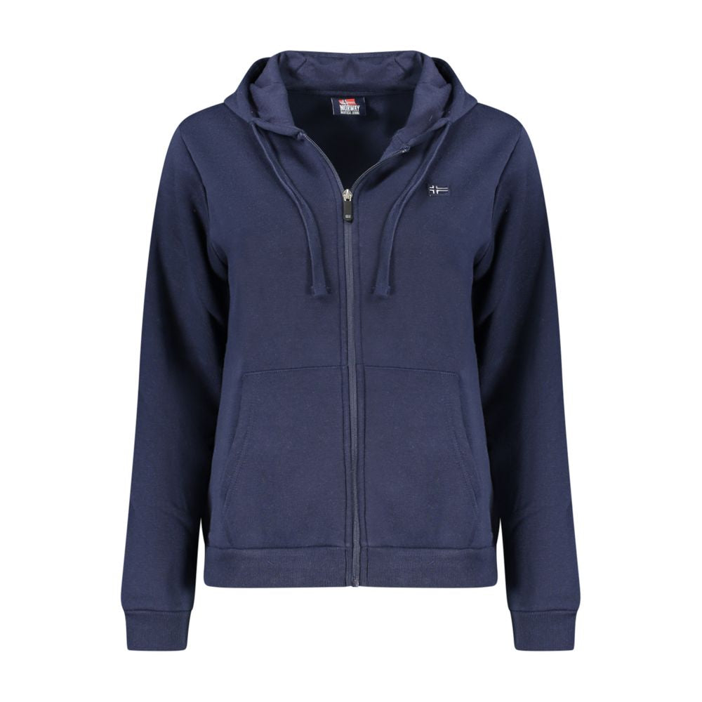 Norway 1963 Blue Cotton Women Sweatshirt with Hood and Women's Zip