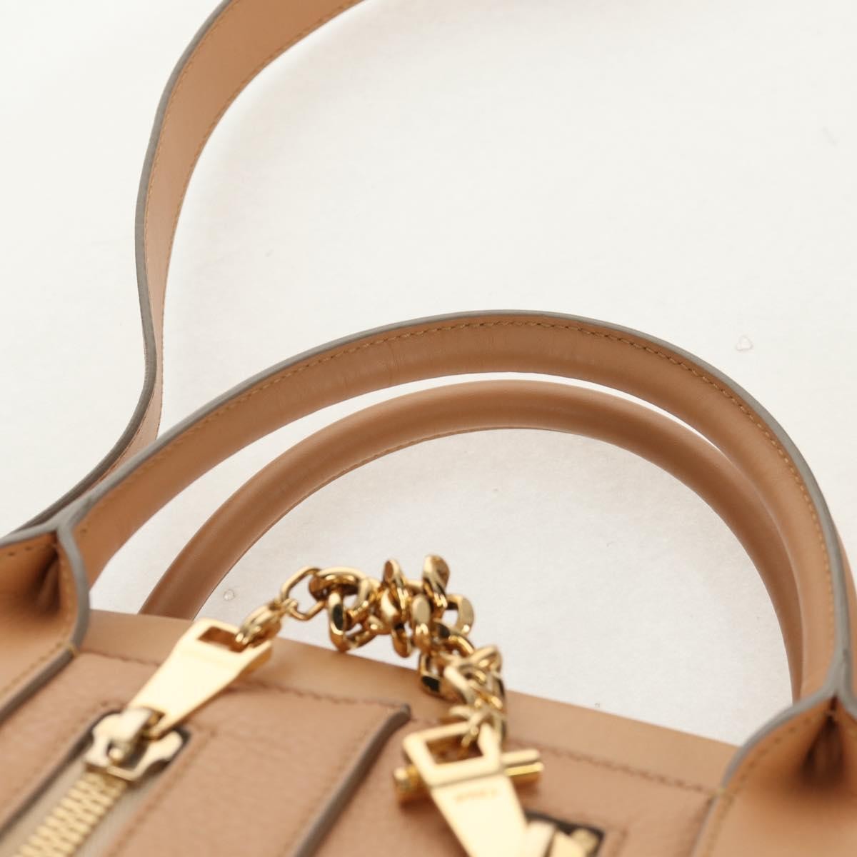 Chloe Cate Satchel Leather Beige Leather Tote Bag Bag (Pre-Owned)