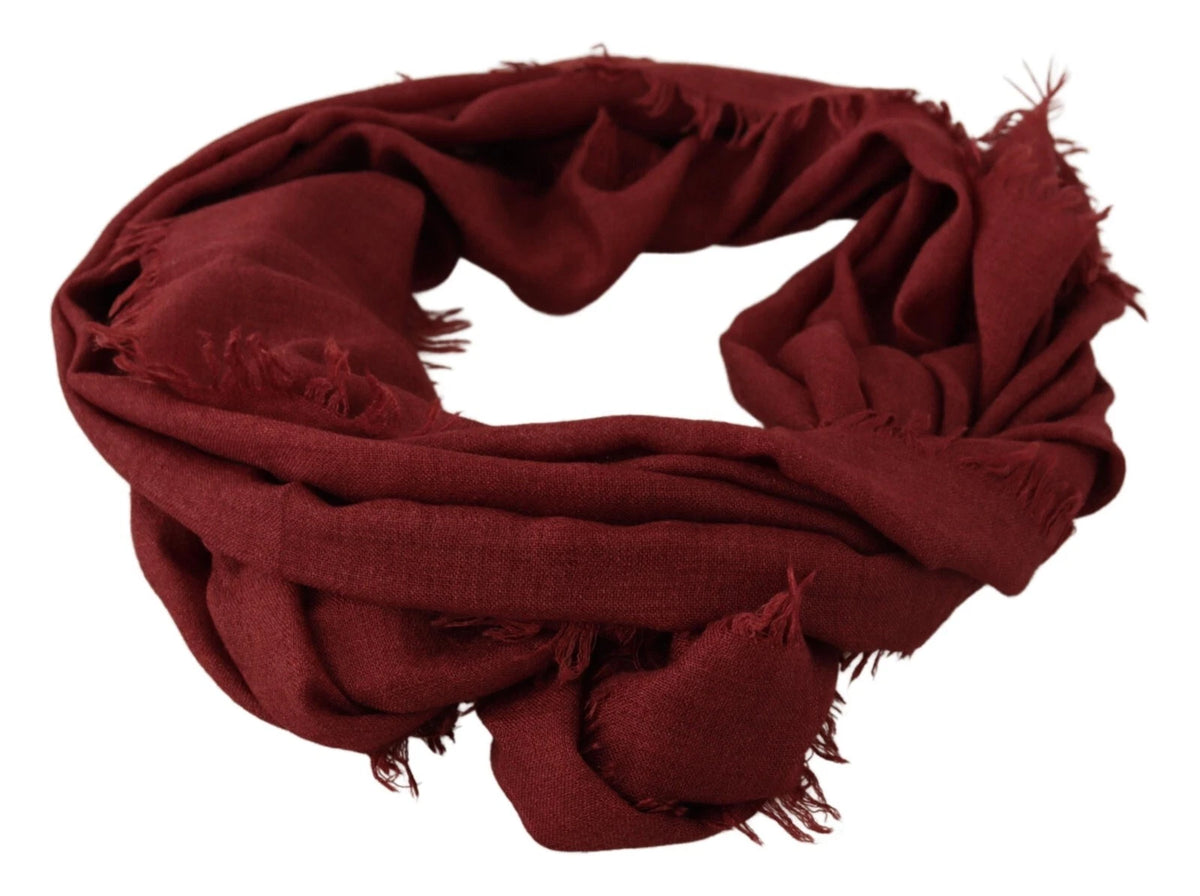 Dolce & Gabbana Red DG Crown Cashmere Silk Shawl Fringe Wrap Men's Scarf