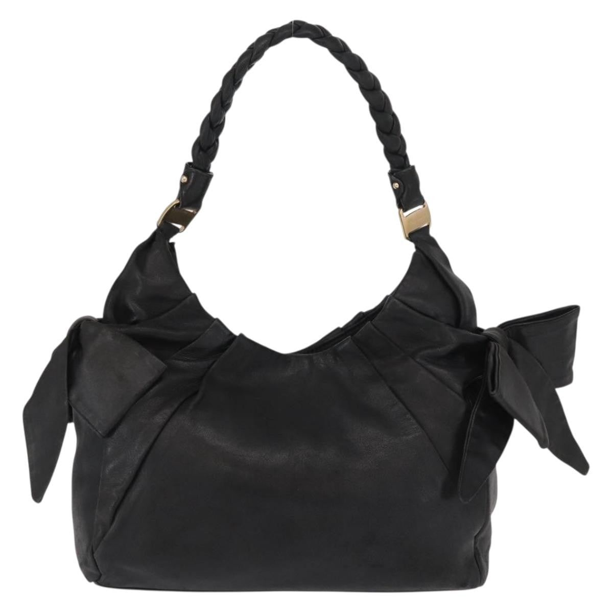 Salvatore Ferragamo Vintage Leather Black Leather Tote Bag Bag (Pre-Owned)
