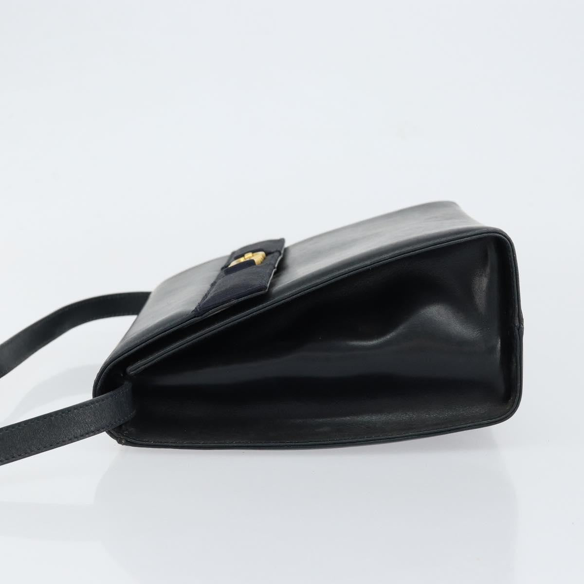 Salvatore Ferragamo Gancini Leather Black Leather Shoulder Bag Bag (Pre-Owned)
