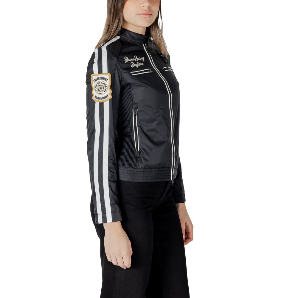 Blauer Black Polyamide Biker Women's Jacket