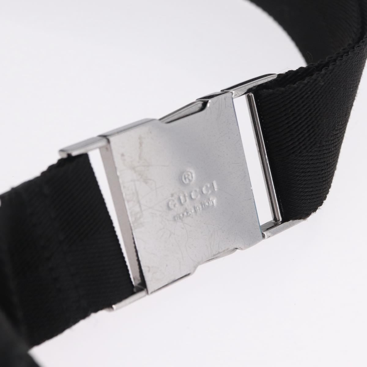 Gucci Two Pocket Belt Bag Gg Canvas Black Canvas Handbag (Pre-Owned)