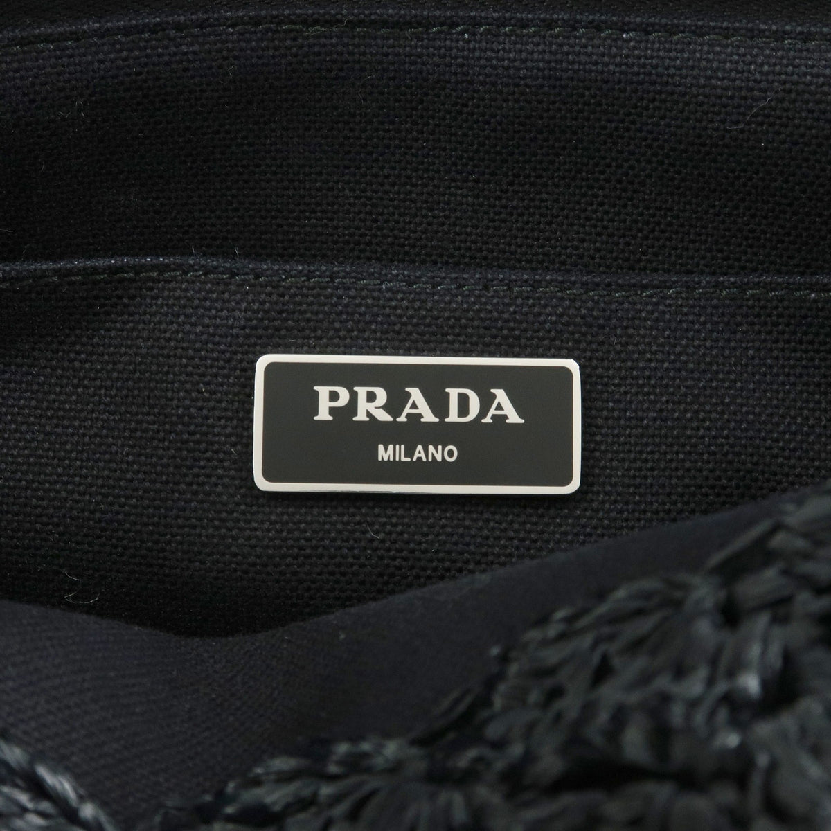 Prada Triangle Logo Raffia Crochet Beige Wicker Tote Bag Bag (Pre-Owned)