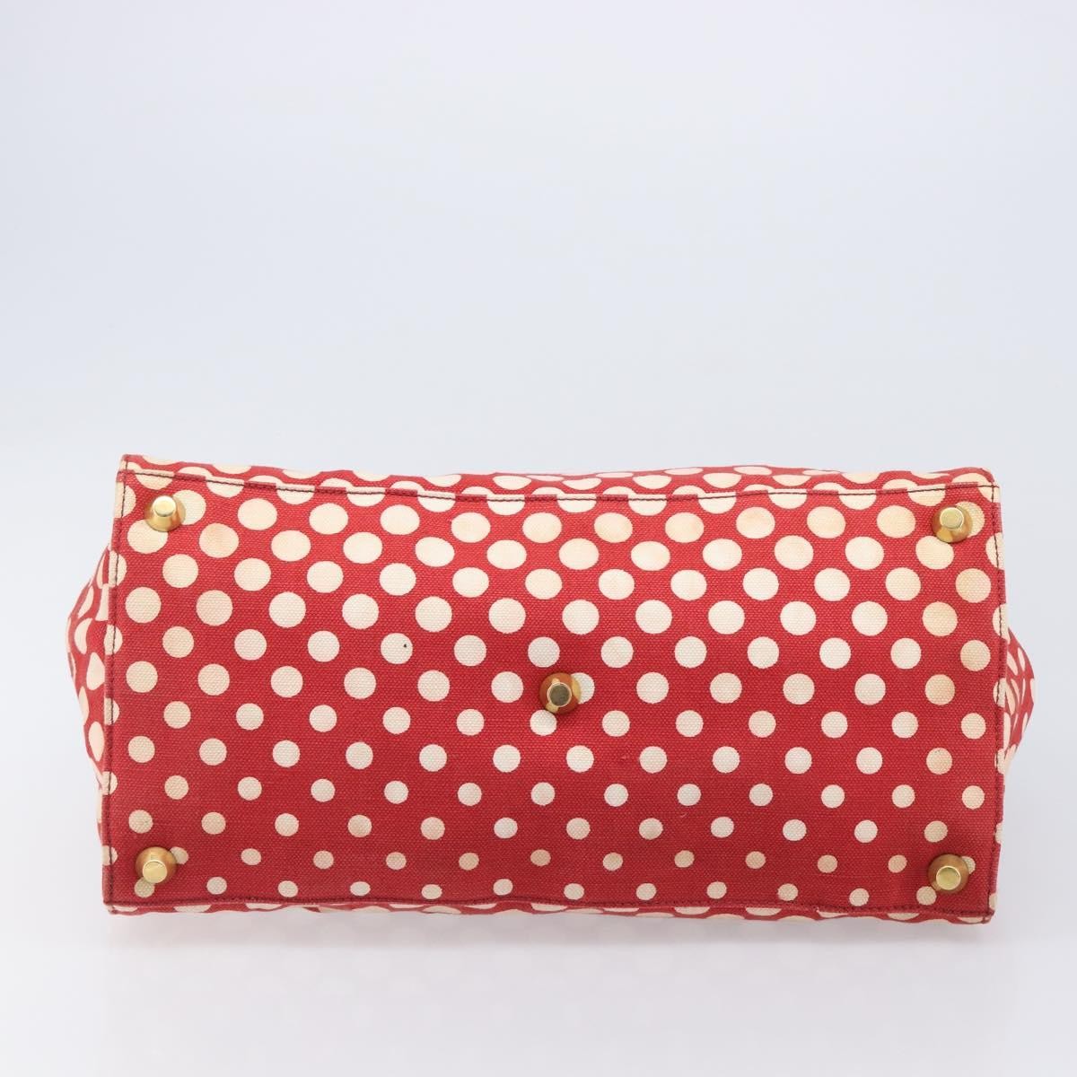 Miu Miu Beau Top Handle Leather Red Canvas Handbag (Pre-Owned)