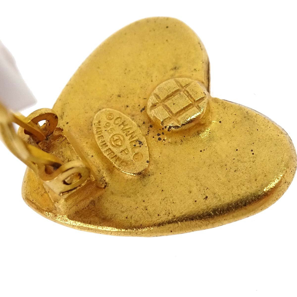 Chanel Cc Hearts Clip On Metal Gold Gold_Plated Earrings Jewelry (Pre-Owned)