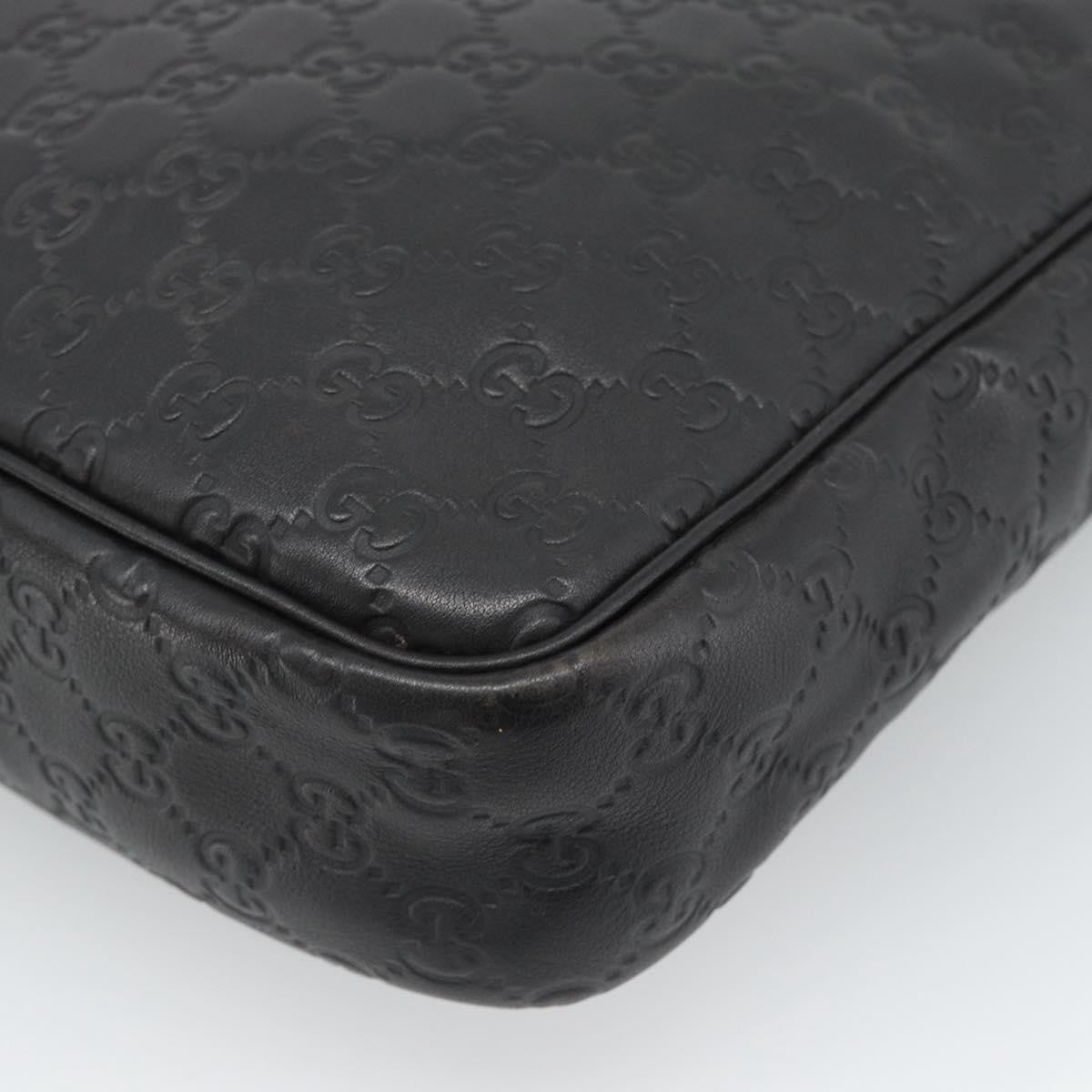 Gucci Front Zip Messenger Guccissima Leather Black Leather Shoulder Bag Bag (Pre-Owned)