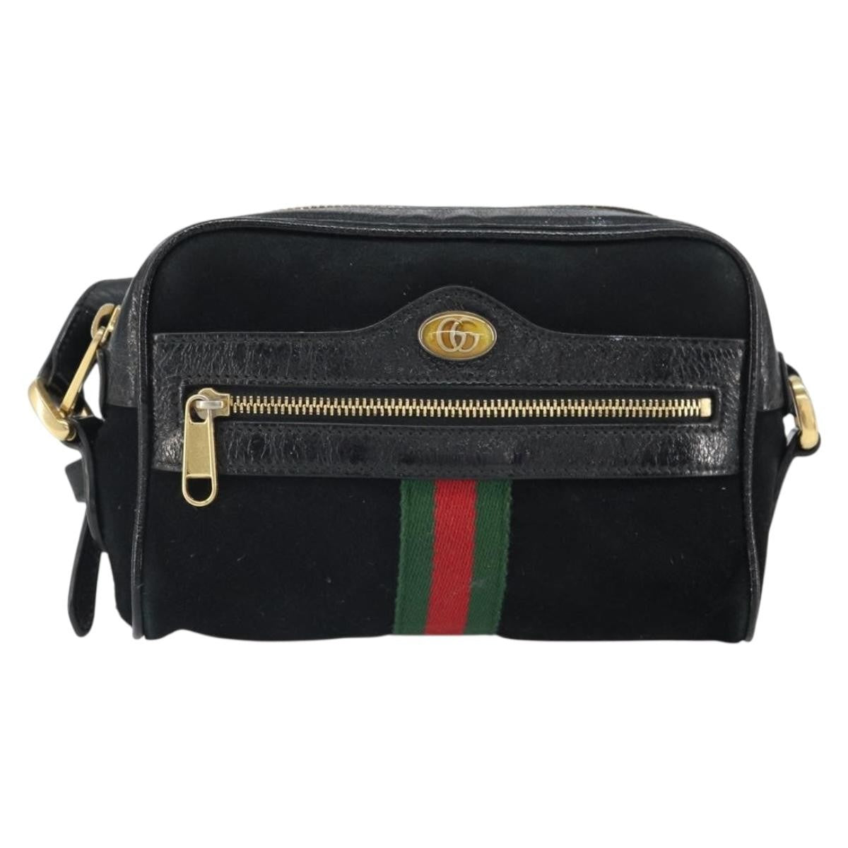 Gucci Ophidia Suede Black Suede Shoulder Bag Bag (Pre-Owned)