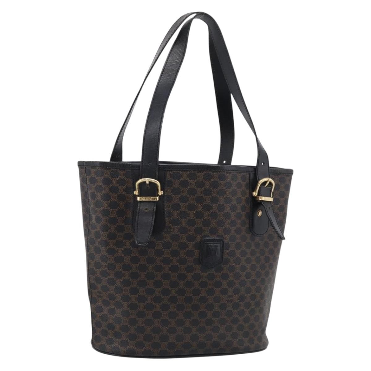 Celine C Macadam Tote Pvc Leather/ Macadam Canvas Black Canvas Shoulder Bag Bag (Pre-Owned)