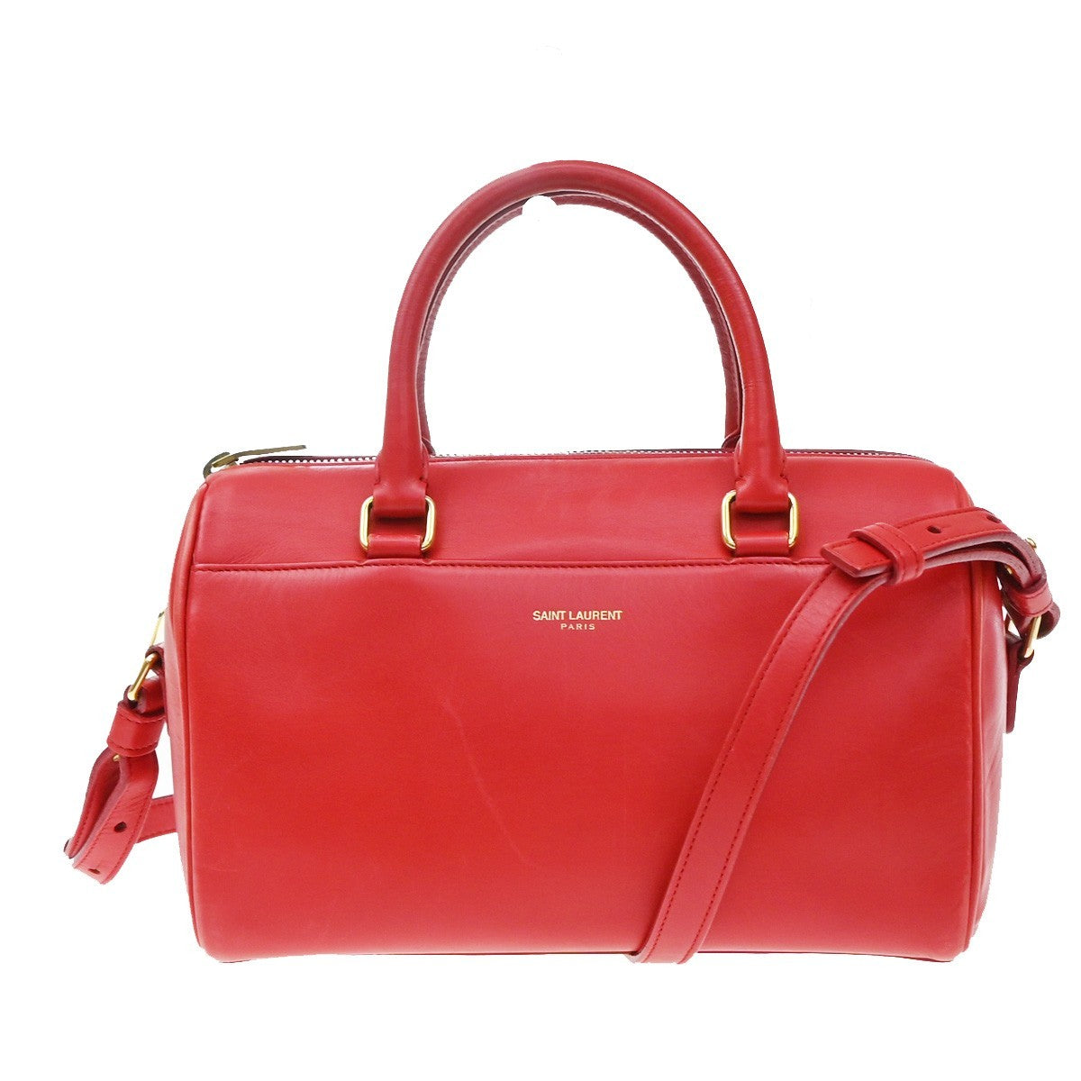 Saint Laurent Classic Baby Duffle Leather Red Leather Handbag (Pre-Owned)