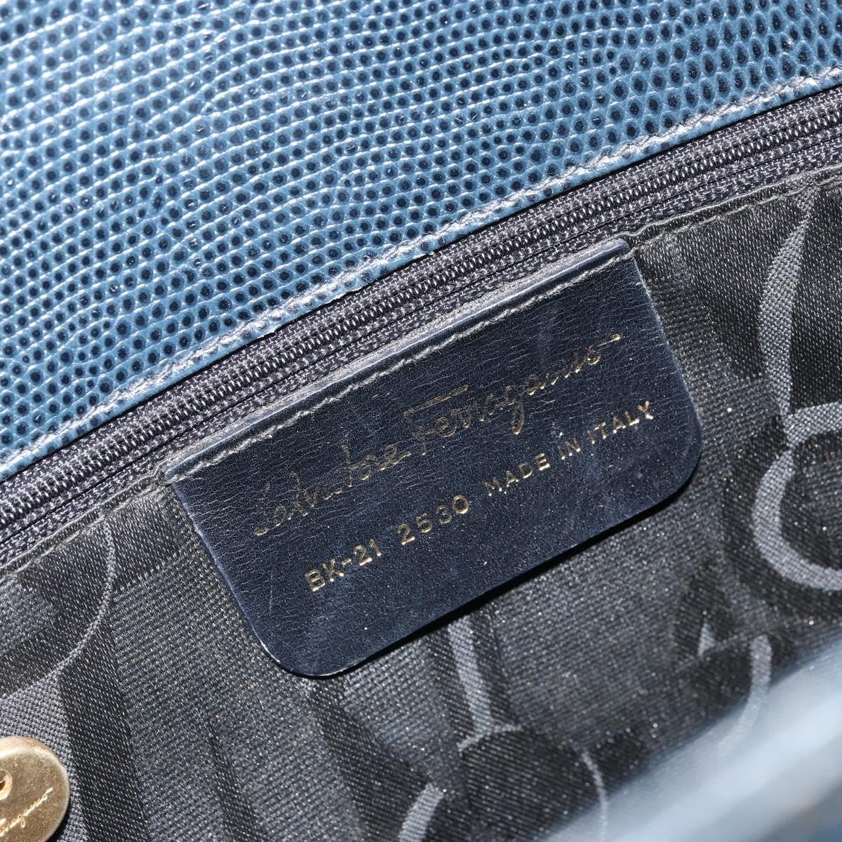 Salvatore Ferragamo Vala Tote Leather Blue Leather Tote Bag Bag (Pre-Owned)