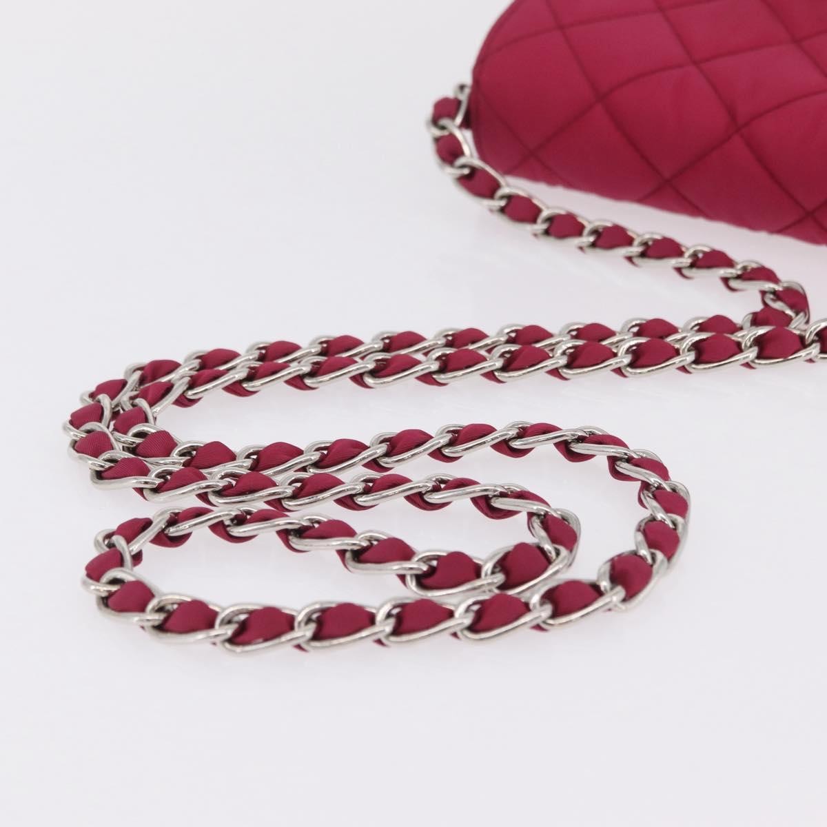 Prada Pushlock Chain Flap Quilted Tessuto Pink Nylon Handbag (Pre-Owned)