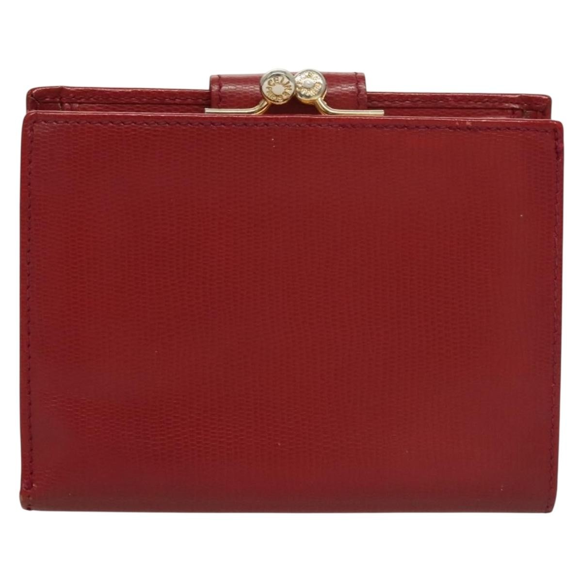 Celine Circle Logo Compact Leather Red Leather Wallets Accessory (Pre-Owned)