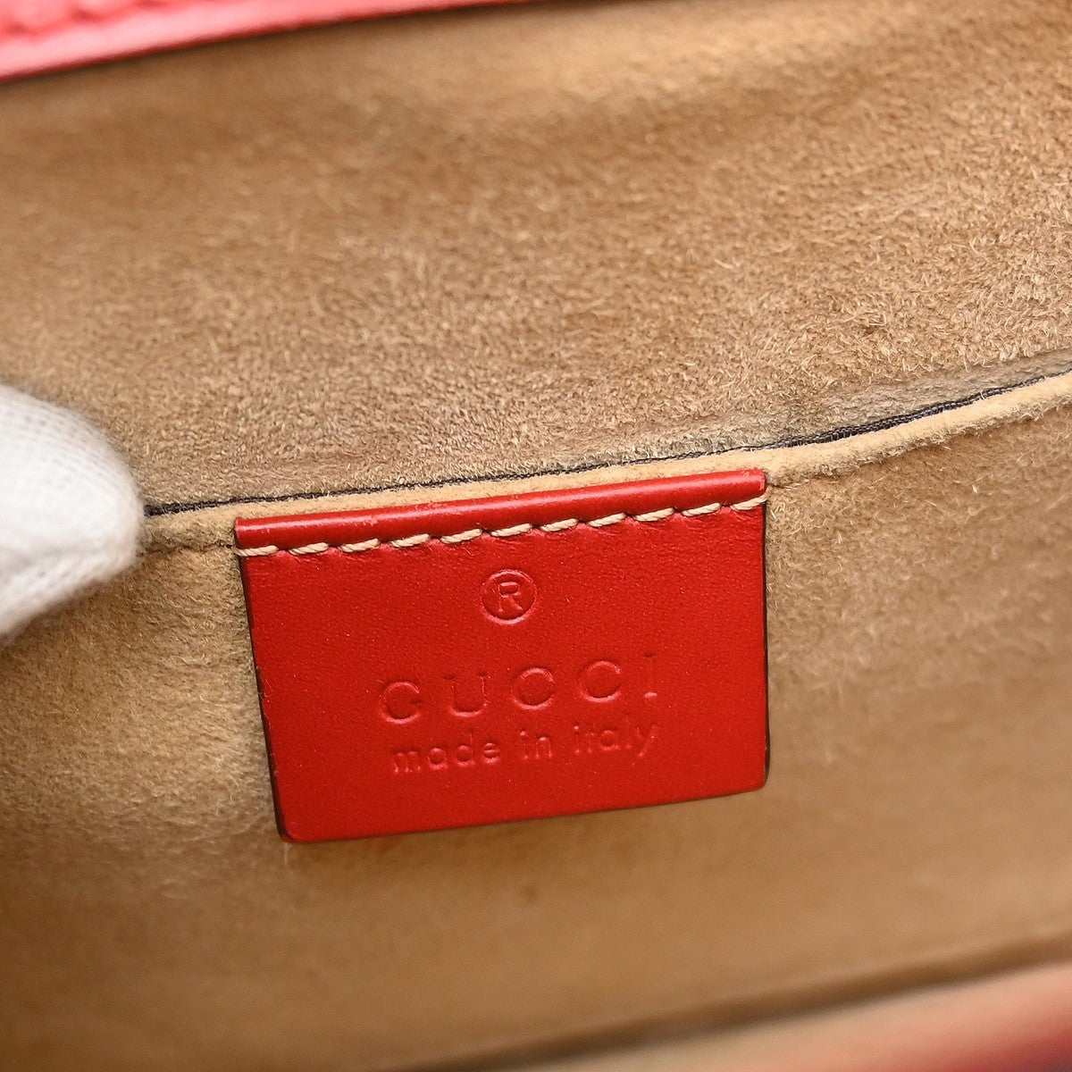 Gucci Sylvie Top Handle Leather Red Leather Handbag (Pre-Owned)