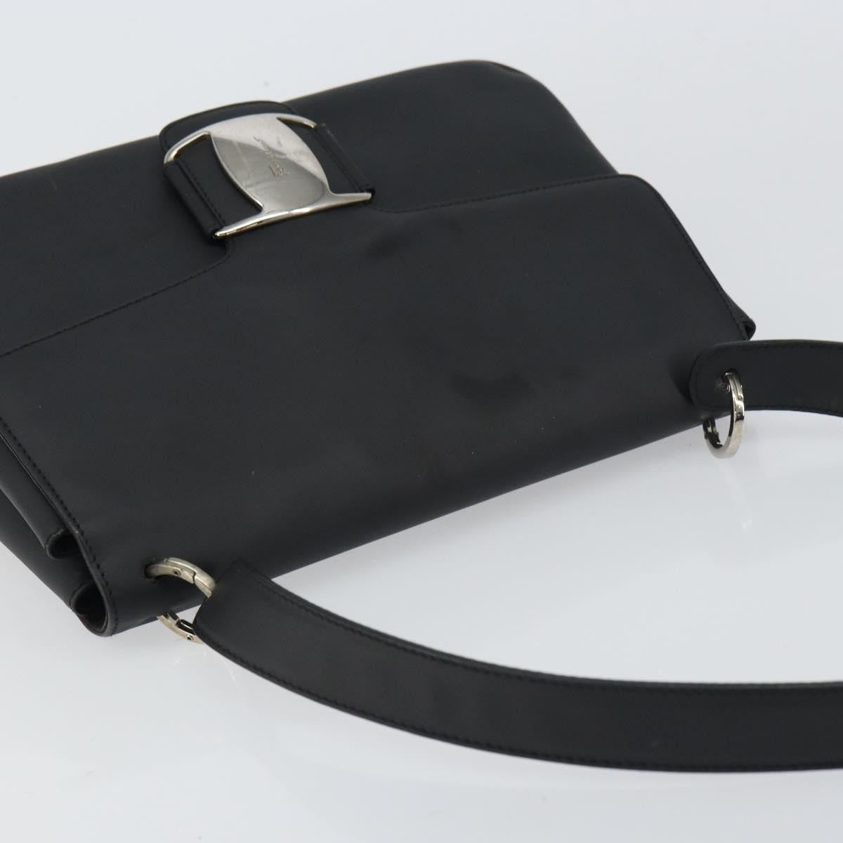Salvatore Ferragamo Vala Leather Black Patent_Leather Shoulder Bag Bag (Pre-Owned)
