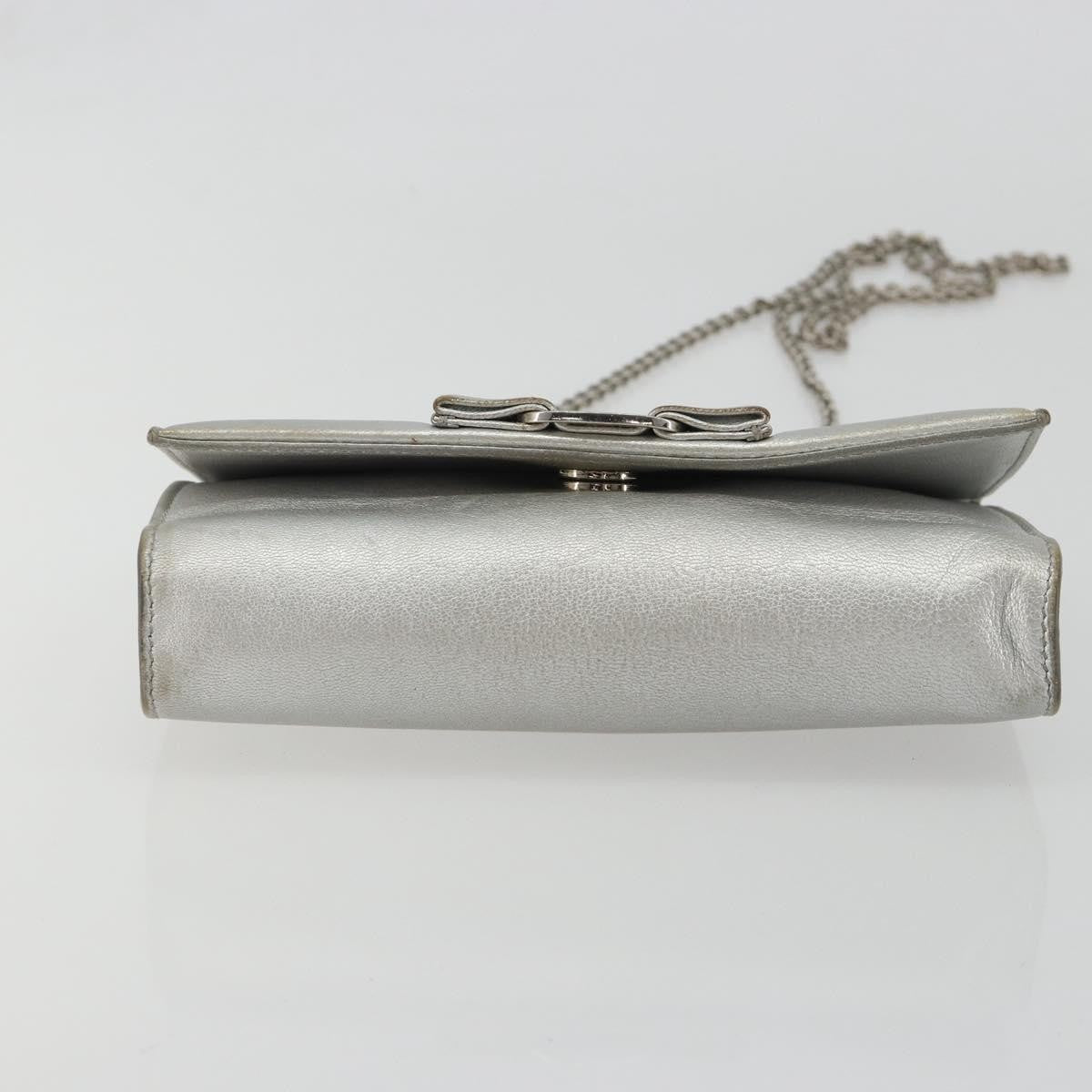 Salvatore Ferragamo Vara Chain Flap Leather Silver Leather Shoulder Bag Bag (Pre-Owned)