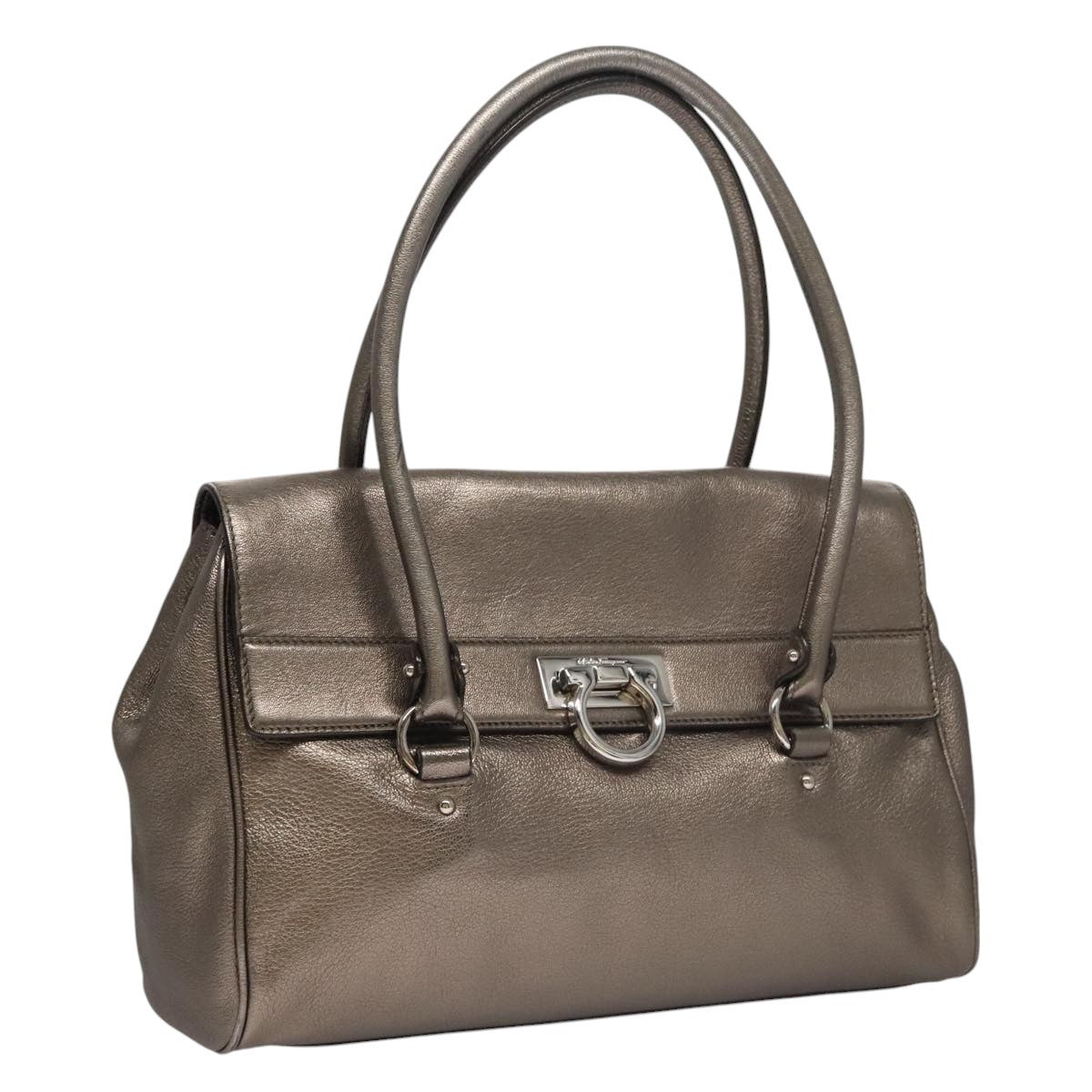 Salvatore Ferragamo Sofia Satchel Leather Silver Leather Handbag (Pre-Owned)