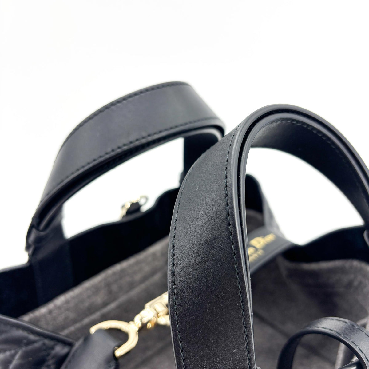 Christian Dior Toujours Macrocannage Quilt Calfskin Black Leather Tote Bag Bag (Pre-Owned)