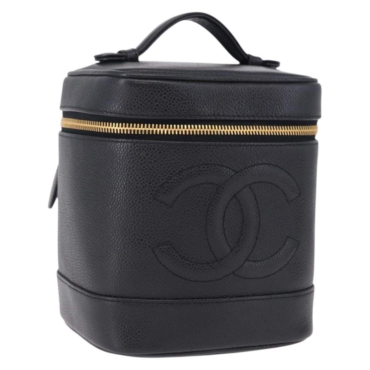 Chanel Vintage Timeless Vanity Case Caviar Black Calfskin Handbag (Pre-Owned)