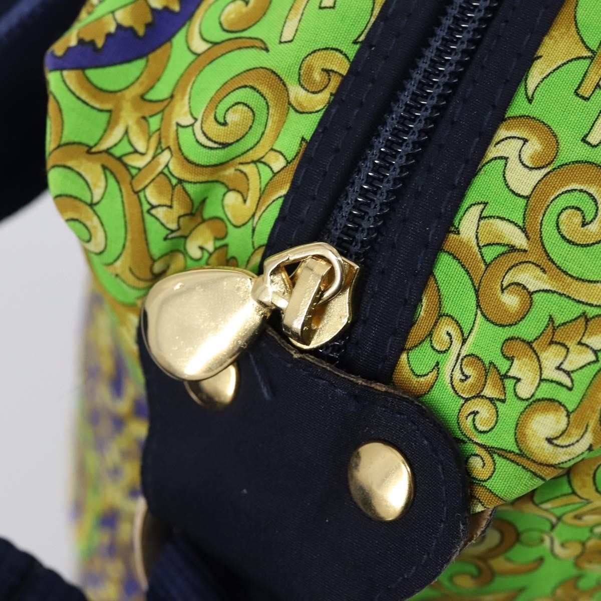 Versace Vintage Cotton Green Cotton Shoulder Bag Bag (Pre-Owned)