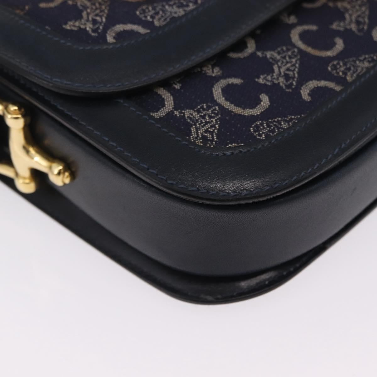 Celine C Sulky Horse Carriage Canvas Navy Canvas Handbag (Pre-Owned)