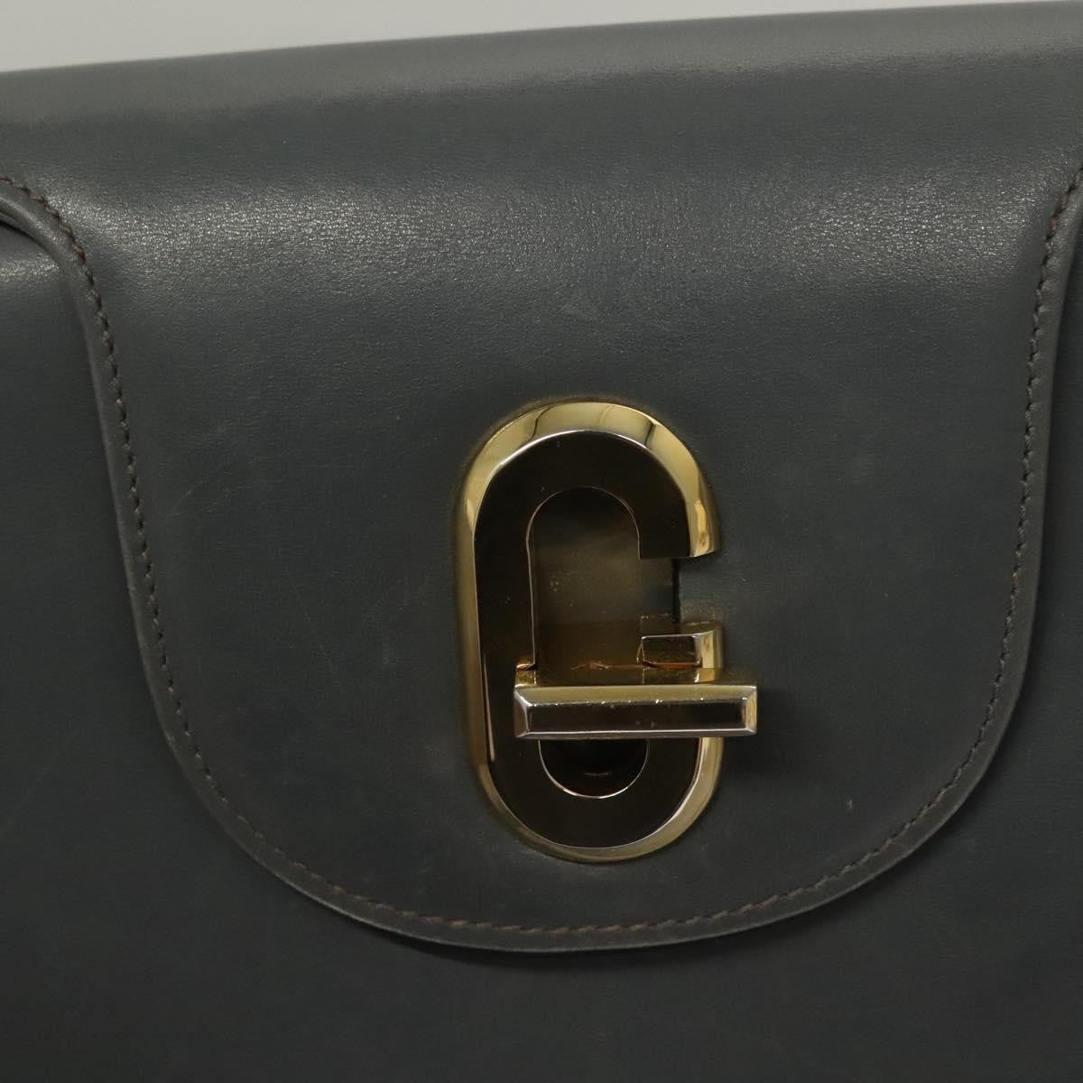Gucci 1973 Top Handle Leather Gray Leather Handbag (Pre-Owned)