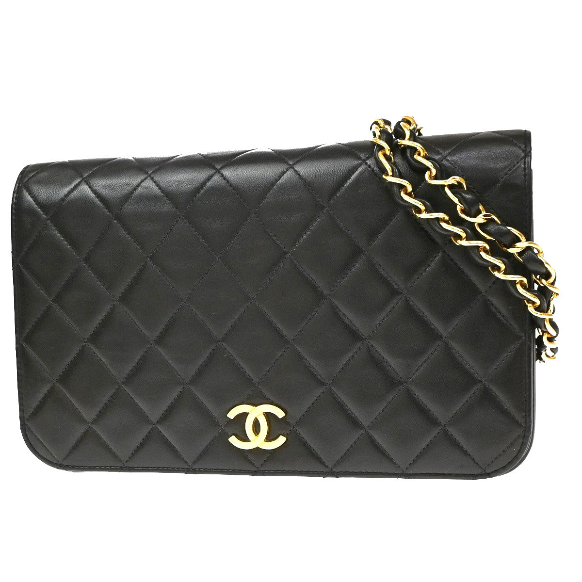 Chanel Cc Full Flap Wallet On Chain Quilted Caviar Black Leather Crossbody Bag Bag (Pre-Owned)