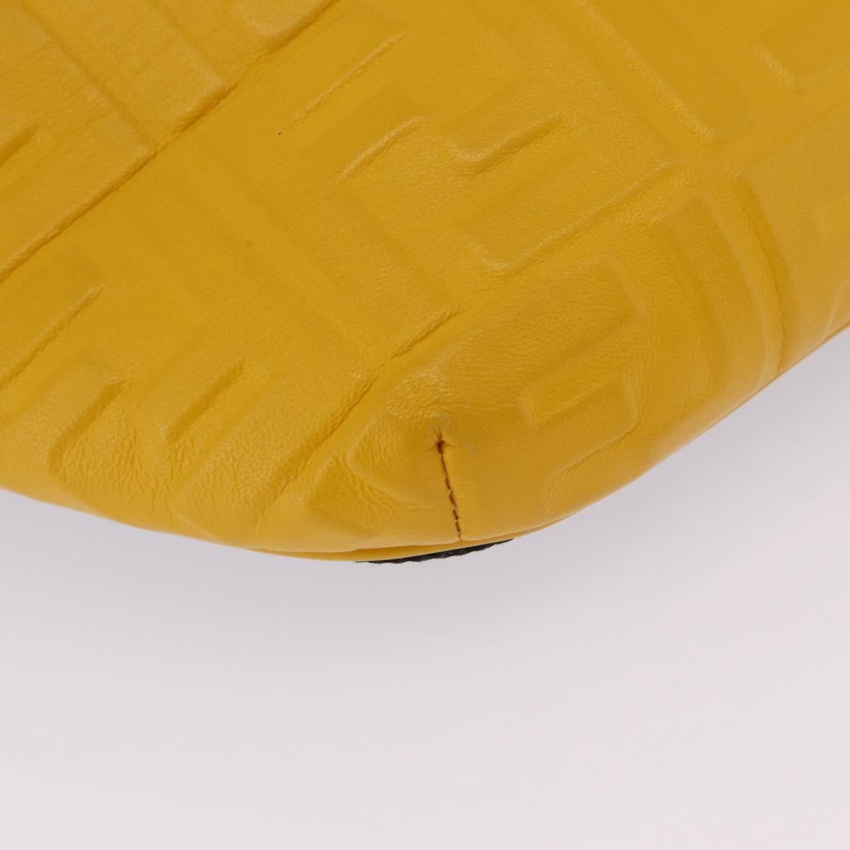 Fendi Zip Waist Zucca Embossed Leather Yellow Canvas Handbag (Pre-Owned)