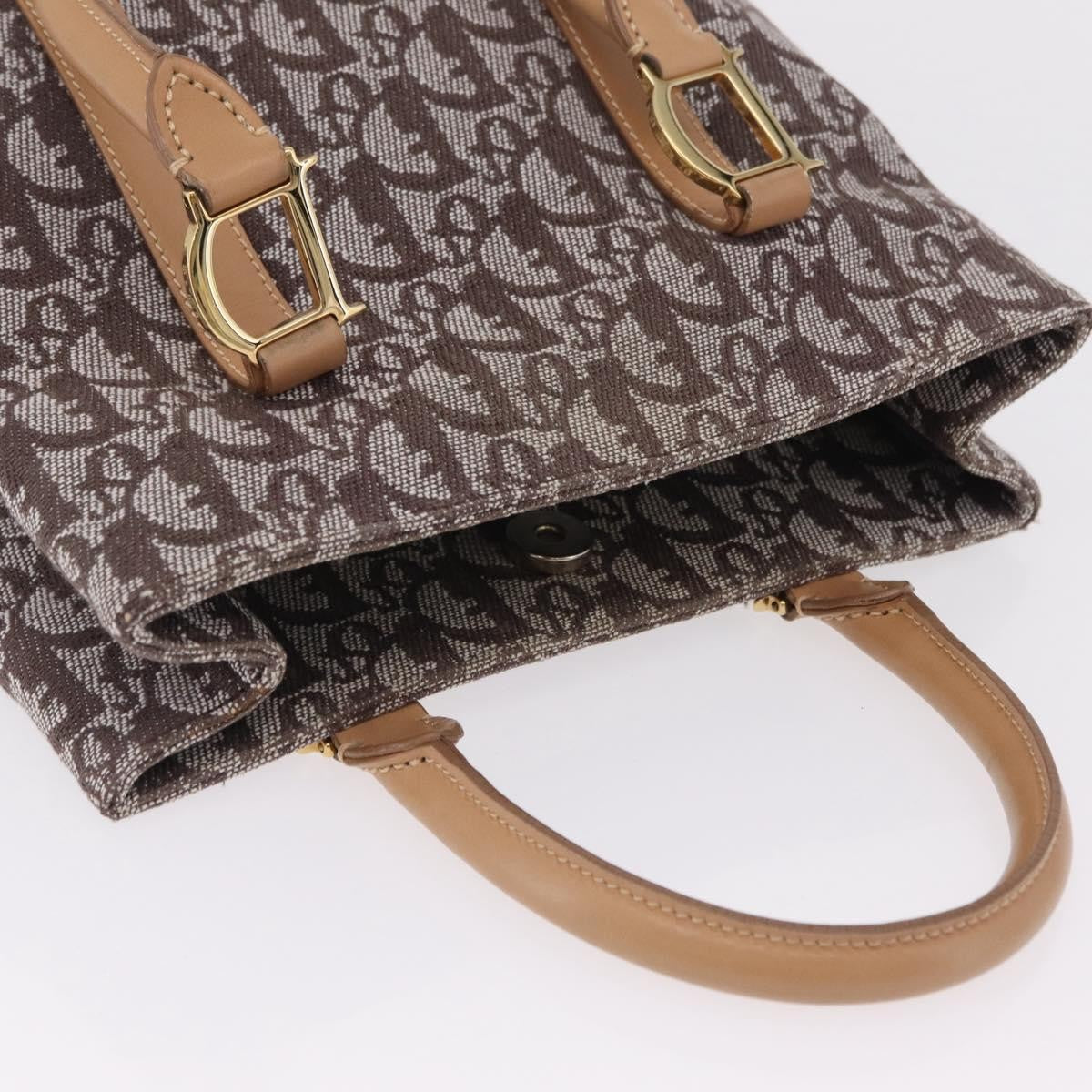 Christian Dior Vintage Open Diorissimo Canvas Brown Canvas Tote Bag Bag (Pre-Owned)