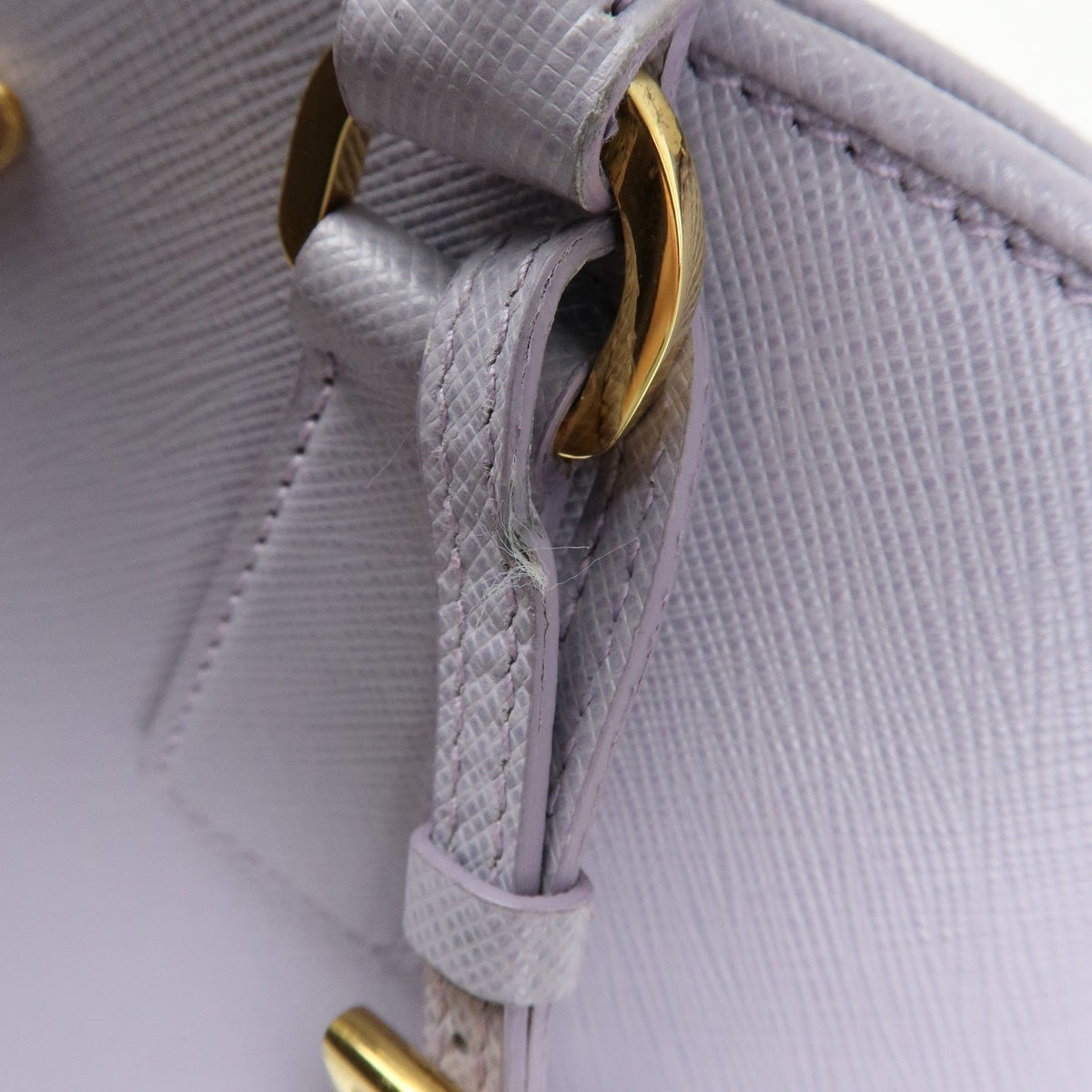 Prada Open Promenade Saffiano Leather Purple Leather Handbag (Pre-Owned)