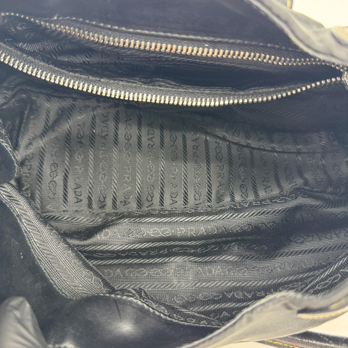Prada Shoulder Bag Leather Black Nylon Shoulder Bag Bag (Pre-Owned)