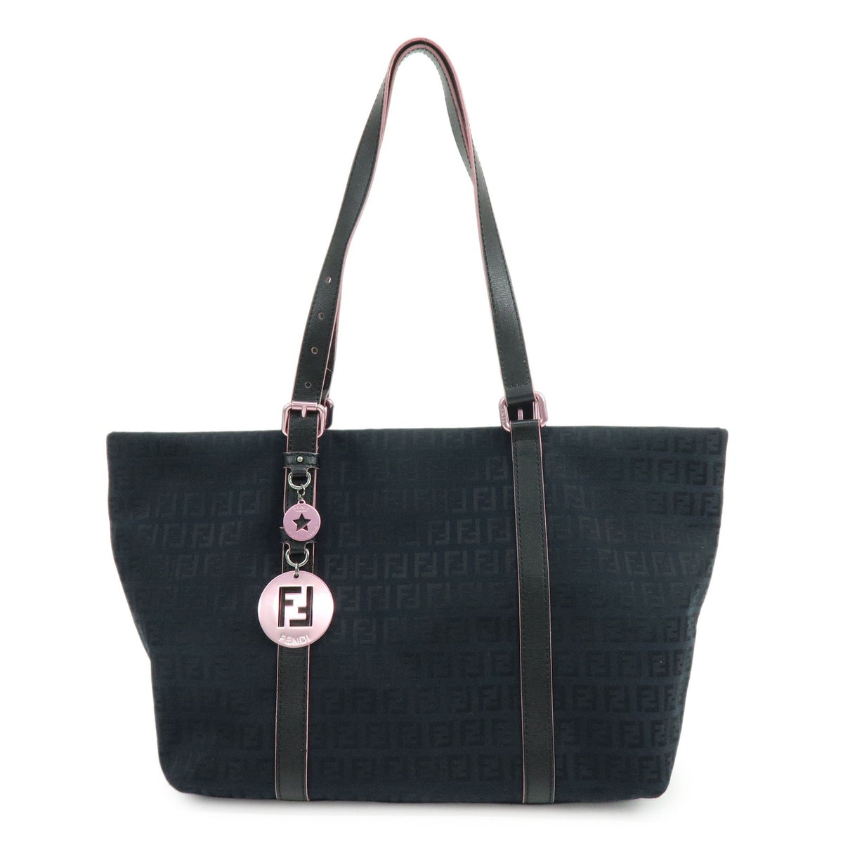 Fendi Superstar Zucchino Canvas Black Canvas Tote Bag Bag (Pre-Owned)