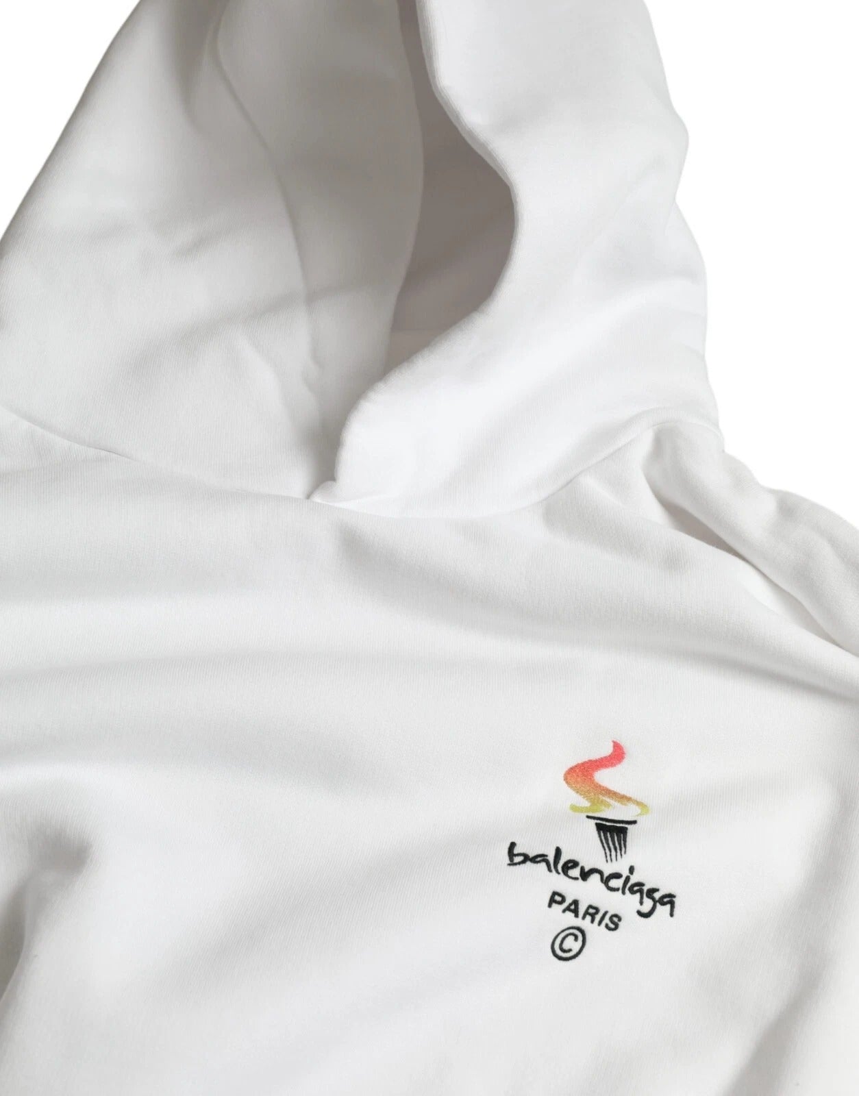 Balenciaga White Cotton Hooded Pullover OVERSIZE Men's Sweater (Pre-Owned)