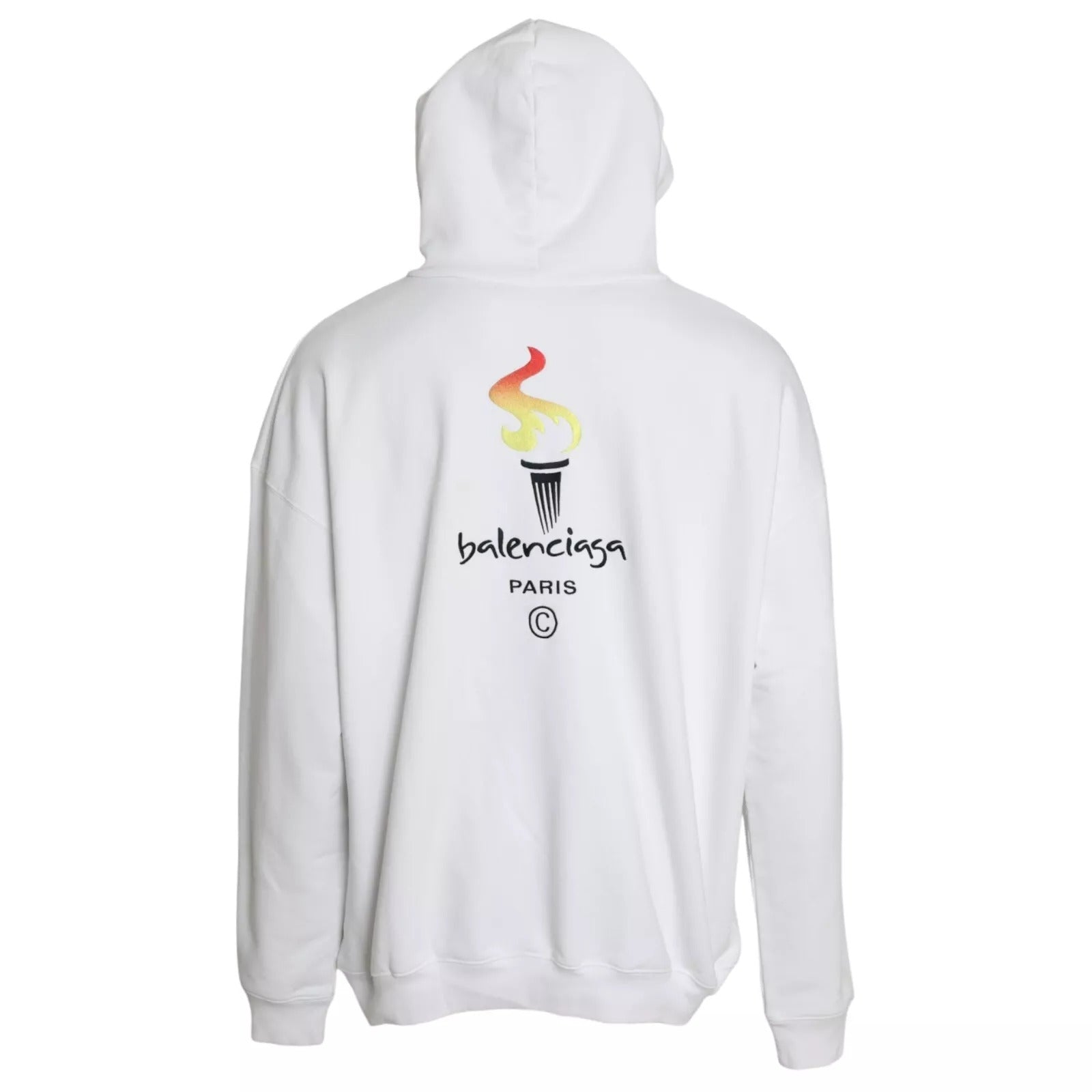 Balenciaga White Cotton Hooded Pullover OVERSIZE Men's Sweater (Pre-Owned)